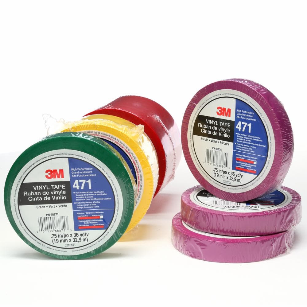 Rollos de cinta vinílica delimitadora 3M 471 en distintos colores
